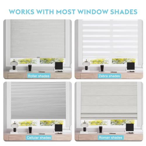 Light Gap Blockers for Window Shades and Blinds, Blackout Light Blocking Strips to Reduce Side Light Leakage, L Shape Blackout Side Tracks for Roller Shades, White 2 Pcs
